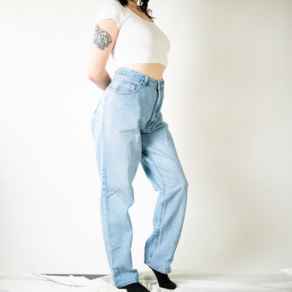 Vintage 90s Guess Jeans High Rise Faded Distressed Straight Leg Jeans - Picture 8 of 11
